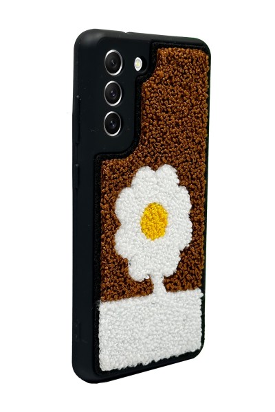 Samsung S21 FE Brown Flower Tasarımlı Punch Telefon Kılıfı