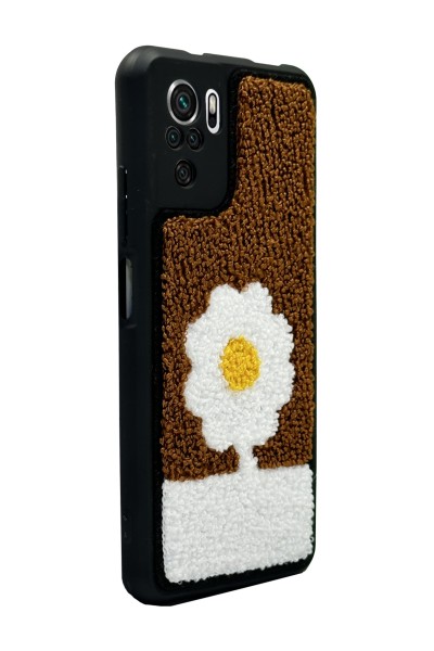 Xiaomi Redmi Note 10 - 10s Brown Flower Tasarımlı Punch Telefon Kılıfı