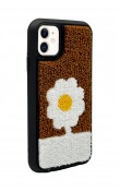 iPhone 11 Brown Flower Tasarımlı Punch Telefon Kılıfı