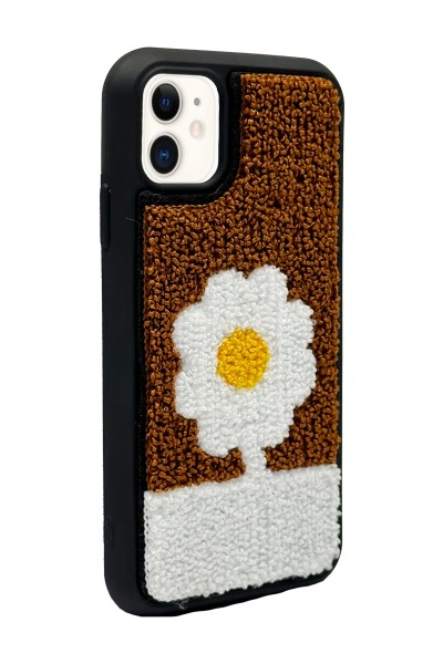 iPhone 11 Brown Flower Tasarımlı Punch Telefon Kılıfı