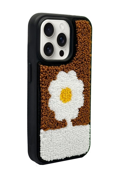 iPhone 13 Pro Brown Flower Tasarımlı Punch Telefon Kılıfı