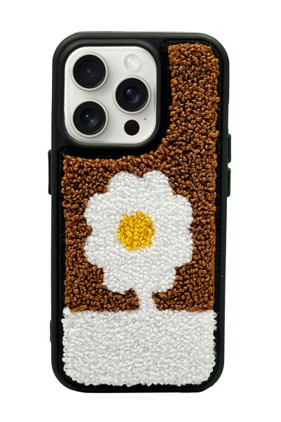 iPhone 13 Pro Brown Flower Tasarımlı Punch Telefon Kılıfı