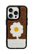 iPhone 15 Pro Max Brown Flower Tasarımlı Punch Telefon Kılıfı