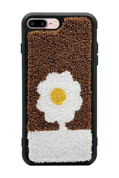 iPhone 7 Plus - 8 Plus Brown Flower Tasarımlı Punch Telefon Kılıfı