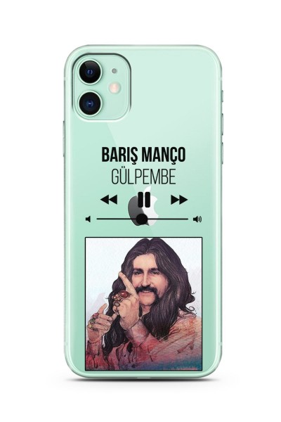 Barış Manço Mp3 Tasarımlı Süper Şeffaf Silikon Telefon Kılıfı iPhone 11