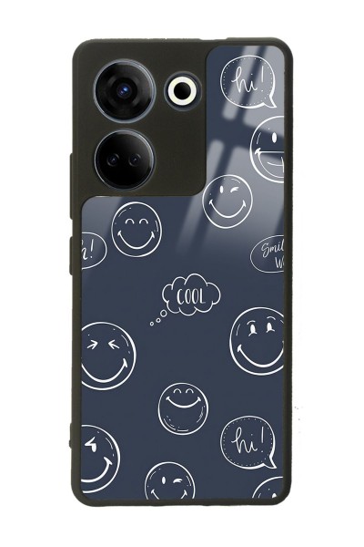 Camon 20 4G Doodle Smile Tasarımlı Glossy Telefon Kılıfı