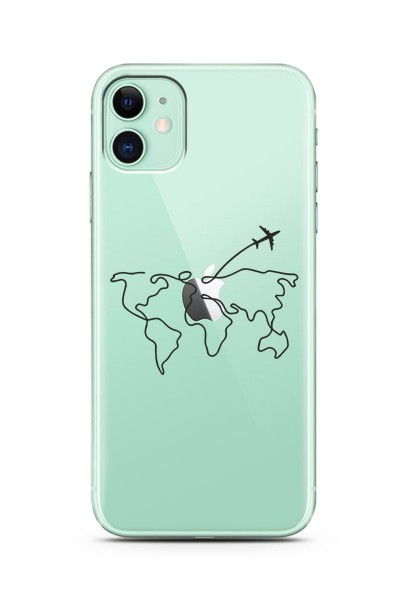 Çizgi Harita Tasarımlı Süper Şeffaf Silikon Telefon Kılıfı Iphone 11