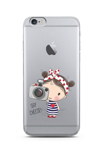 Foto Kız Tasarımlı Süper Şeffaf Silikon Telefon Kılıfı iPhone 6 Plus