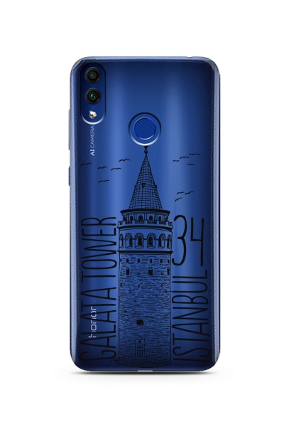 Galata Tasarımlı Süper Şeffaf Silikon Telefon Kılıfı Huawei Honor 8c