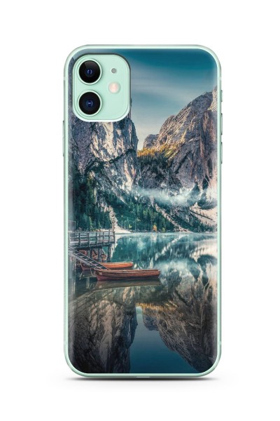 Göl Manzara Tasarımlı Süper Şeffaf Silikon iPhone 11 Telefon Kılıfı
