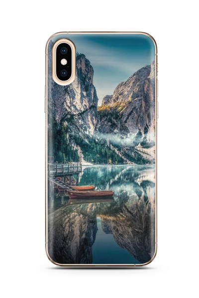 Göl Manzara Tasarımlı Süper Şeffaf Silikon Telefon Kılıfı iPhone Xs Max