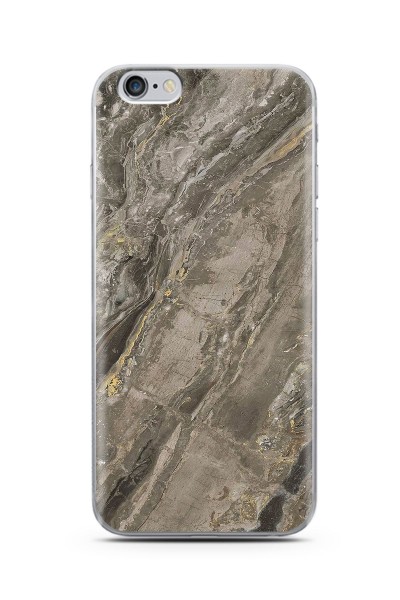 Gri Mermer Tasarımlı Süper Şeffaf Silikon iPhone 6 Plus Telefon Kılıfı