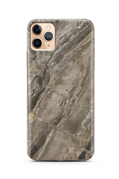 Gri Mermer Tasarımlı Süper Şeffaf Silikon Telefon Kılıfı iPhone 11 Pro