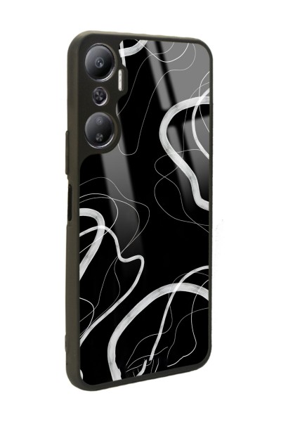 İnfinix Hot 20 Black Wave Tasarımlı Glossy Telefon Kılıfı
