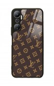 İnfinix Hot 20 Kahverengi LV Tasarımlı Glossy Telefon Kılıfı
