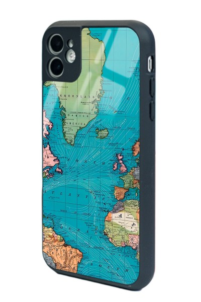 iPhone 11 Atlantic Map Tasarımlı Glossy Telefon Kılıfı