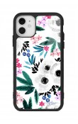 iPhone 11 Beyaz Çiçek Tasarımlı Glossy Telefon Kılıfı
