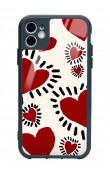 iPhone 11 Brush Heart Tasarımlı Glossy Telefon Kılıfı
