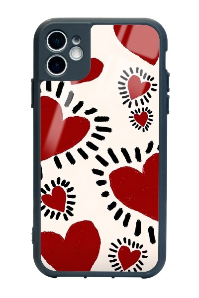 iPhone 11 Brush Heart Tasarımlı Glossy Telefon Kılıfı