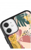 iPhone 11 Çiçekli Leopar Tasarımlı Glossy Telefon Kılıfı