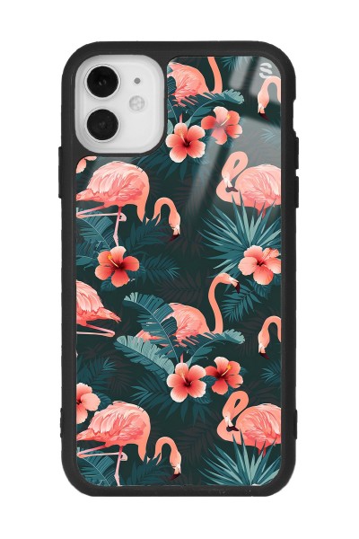 iPhone 11 Flamingo Leaf Tasarımlı Glossy Telefon Kılıfı