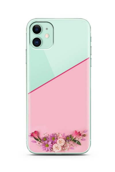Iphone 11 Kesik Çiçek Tasarımlı Süper Şeffaf Silikon Telefon Kılıfı