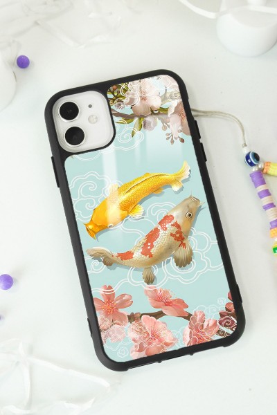 iPhone 11 Koi Balığı Tasarımlı Glossy Telefon Kılıfı