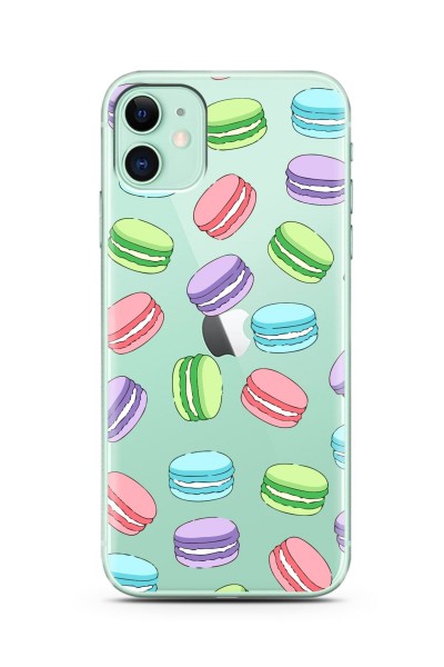 Iphone 11 Macaron Tasarımlı Süper Şeffaf Silikon Telefon Kılıfı
