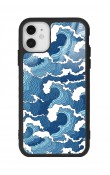 iPhone 11 Mavi Dalga Tasarımlı Glossy Telefon Kılıfı