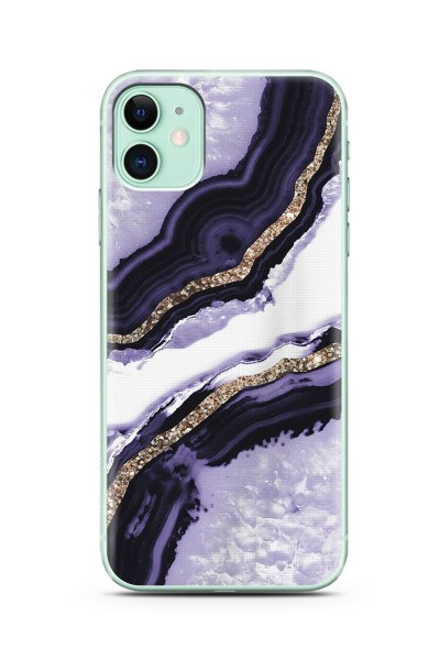 iPhone 11 Mor Kumsal Tasarımlı Süper Şeffaf Silikon Telefon Kılıfı
