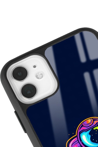 iPhone 11 Neon Astronot Tasarımlı Glossy Telefon Kılıfı