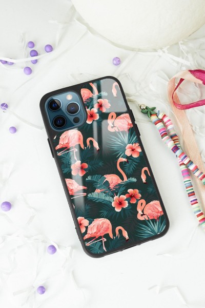 iPhone 11 Pro Flamingo Leaf Tasarımlı Glossy Telefon Kılıfı