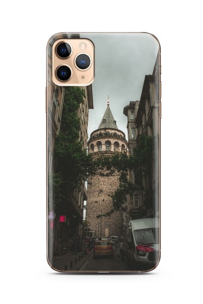 iPhone 11 Pro Galata Tasarımlı Süper Şeffaf Silikon Telefon Kılıfı