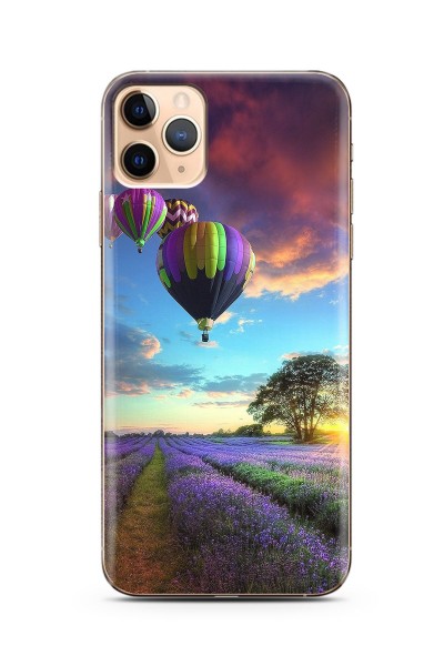 iPhone 11 Pro Lavanta Bahçesi Tasarımlı Süper Şeffaf Silikon Telefon Kılıfı