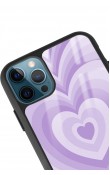 iPhone 11 Pro Lila Kalp Tasarımlı Glossy Telefon Kılıfı