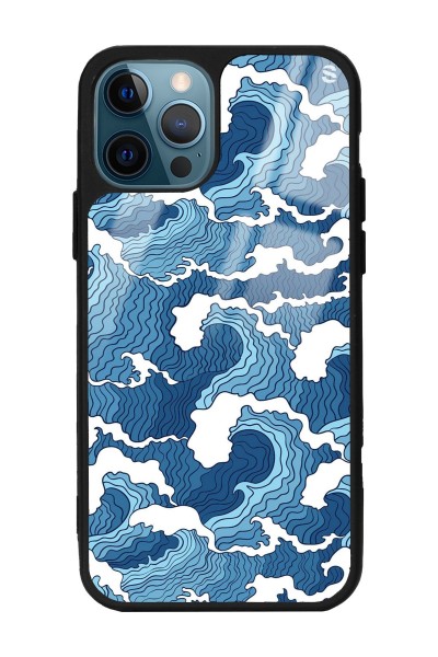 iPhone 11 Pro Mavi Dalga Tasarımlı Glossy Telefon Kılıfı