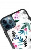 iPhone 11 Pro Max Beyaz Çiçek Tasarımlı Glossy Telefon Kılıfı