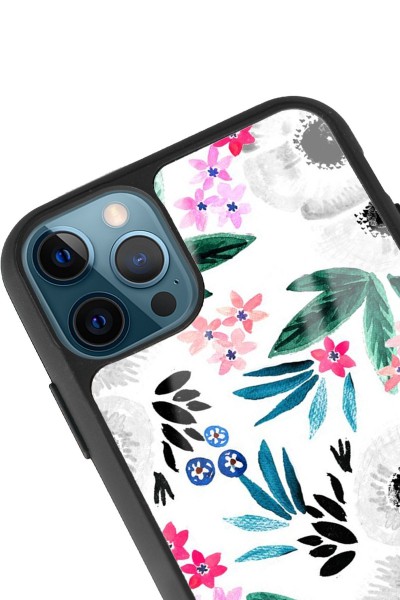 iPhone 11 Pro Max Beyaz Çiçek Tasarımlı Glossy Telefon Kılıfı