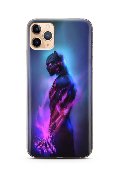 iPhone 11 Pro Max Black Panter Tasarım Süper Şeffaf Silikon Telefon Kılıfı