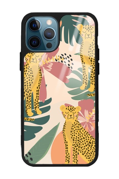 iPhone 11 Pro Max Çiçekli Leopar Tasarımlı Glossy Telefon Kılıfı