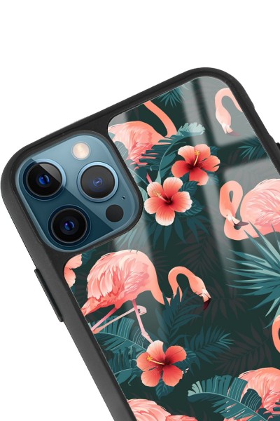 iPhone 11 Pro Max Flamingo Leaf Tasarımlı Glossy Telefon Kılıfı