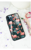 iPhone 11 Pro Max Flamingo Leaf Tasarımlı Glossy Telefon Kılıfı