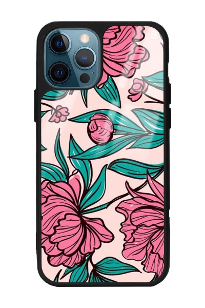 iPhone 11 Pro Max Fuşya Çiçekli Tasarımlı Glossy Telefon Kılıfı