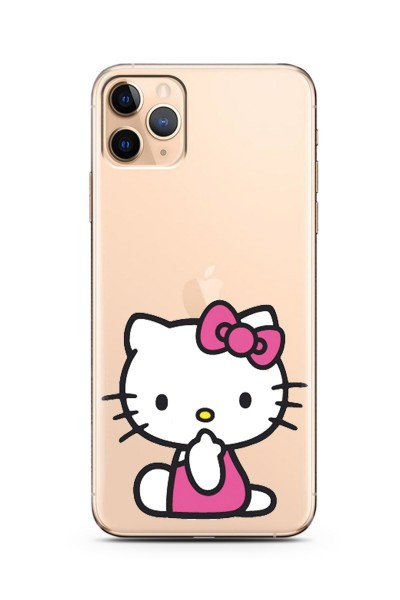 Iphone 11 Pro Max Hello Kitty Tasarımlı Süper Şeffaf Silikon Telefon Kılıfı