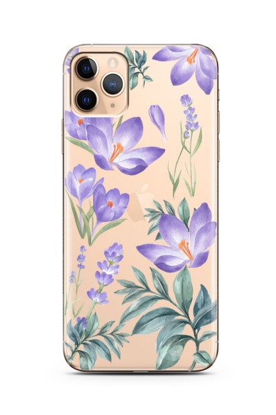 iPhone 11 Pro Max Kış Çiçeği Tasarımlı Süper Şeffaf Silikon Telefon Kılıfı