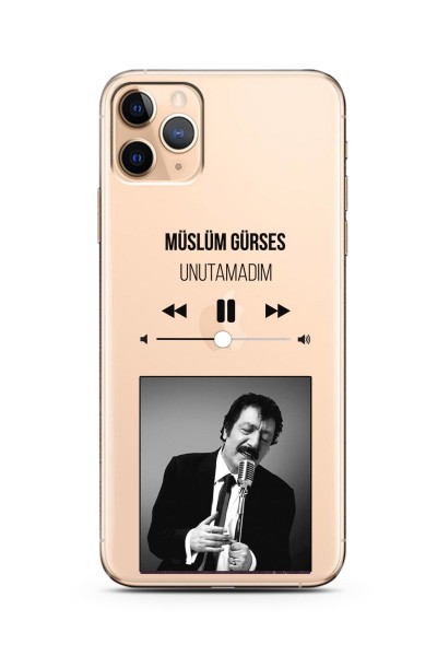 iPhone 11 Pro Max Müslüm Gürses Mp3 Tasarımlı Süper Şeffaf Silikon Telefon Kılıfı