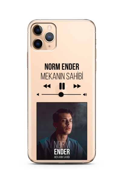 iPhone 11 Pro Max Norm Ender Mp3 Tasarımlı Süper Şeffaf Silikon Telefon Kılıfı