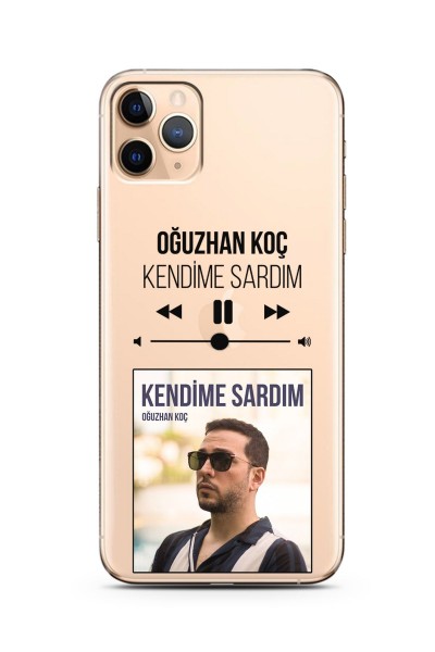 iPhone 11 Pro Max Oğuzhan Koç Mp3 Tasarımlı Süper Şeffaf Silikon Telefon Kılıfı