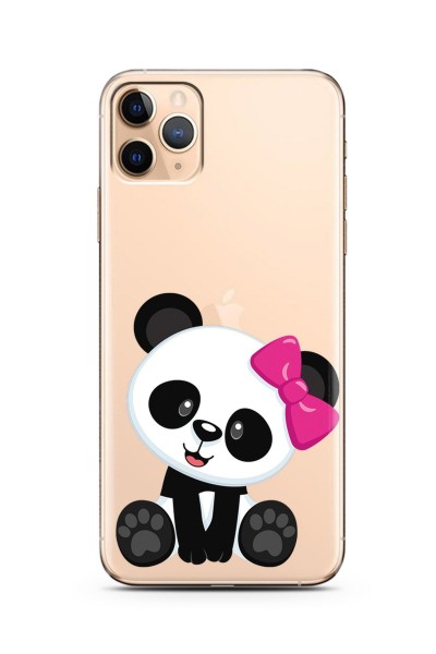 Iphone 11 Pro Max Panda Tasarımlı Süper Şeffaf Silikon Telefon Kılıfı