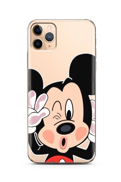 iPhone 11 Pro Mickey Tasarımlı Süper Şeffaf Silikon Telefon Kılıfı